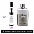 Gucci Guilty Pour Homme, presented as an independently repacked FragMini 5 mL / 0.17 oz eau de toilette travel spray. Original retail bottle and packaging are not included.